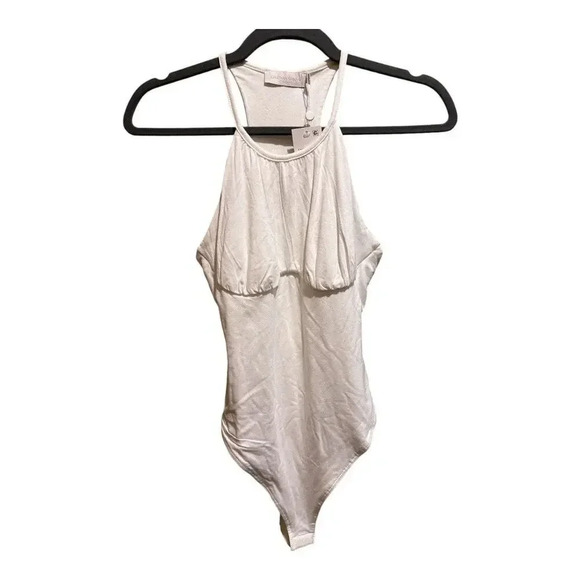 NWT Jonathan Simkhai Elara Ruched Bodysuit In White | Size XS - Picture 1 of 3